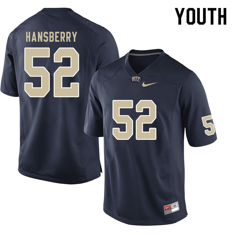 Youth #52 Jack Hansberry Pitt Panthers College Football Jerseys Sale-Navy